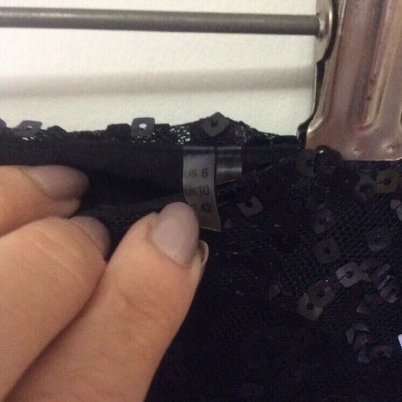 Black Sequin Mini Pencil Straight Skirt Tahari 6 - Picture 6 of 8